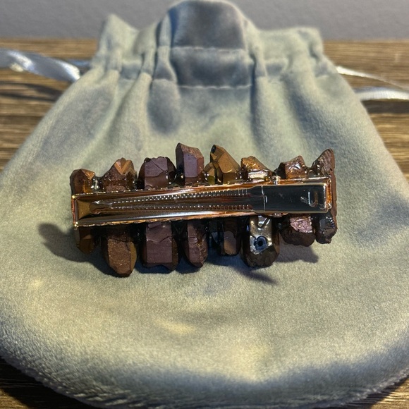 NEW Bronze Real Quartz Crystals Barrette Clip - Picture 4 of 4